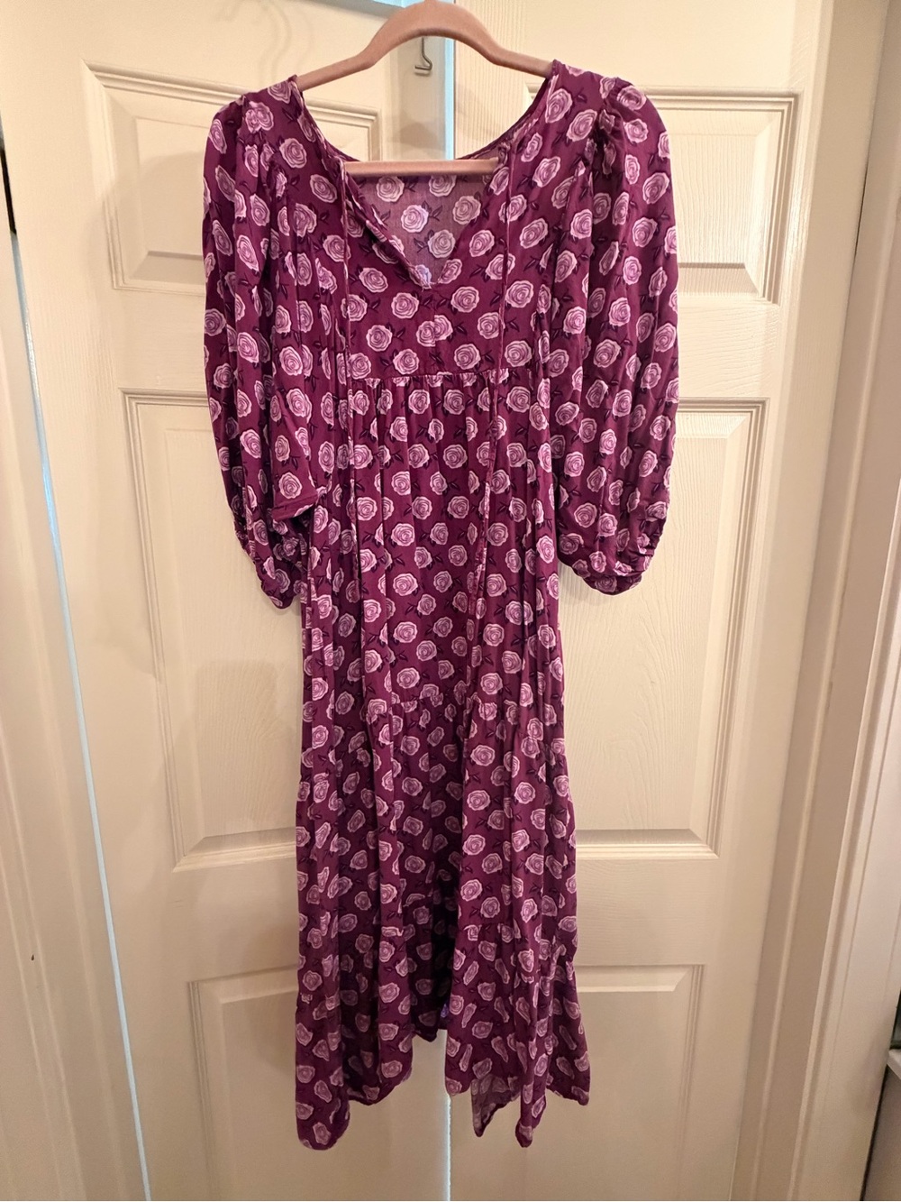 Purple Floral Midi Dress
